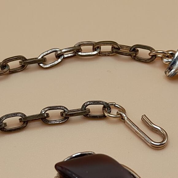 Vintage Brown Lucite Gold Tone Jewelry: Necklace Clip Earrings, 1950s Jewelry - Picture 8 of 10